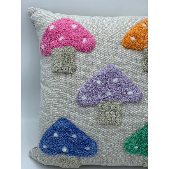 Brocante Multi Colored Mushroom Decorative Throw Pillow 20" x 20" - Picture 3 of 7